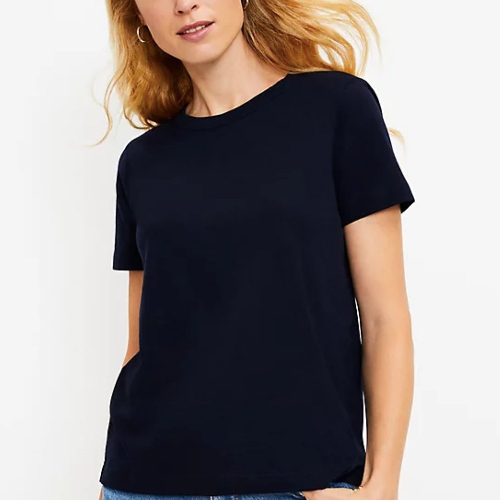 NEW NWT Loft Everyday Crew Tee Size: XS Color: True Cornflower - Picture 2 of 3